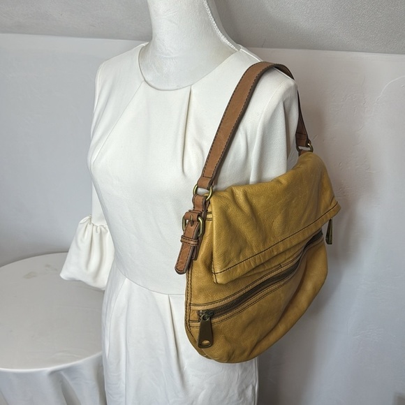 Fossil Vintage Gold Yellow Large Leather Bag FP5618 - Picture 15 of 15